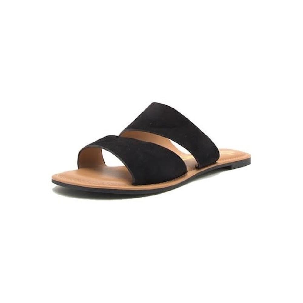 Qupid Double Band Sandels Black Suede